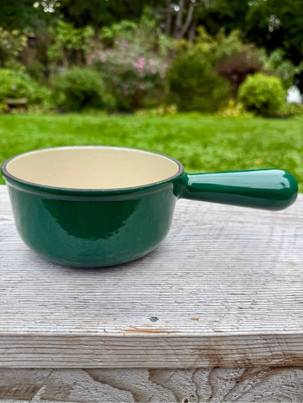 Vintage Hunter Green Le Creuset #14 Enamel Pan